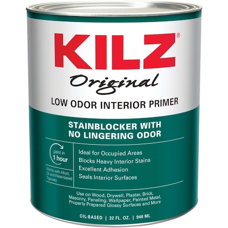 Kilz Original Low Odor Oil-Based Interior Primer Sealer Stainblocker, White, 1 Qt. 10042